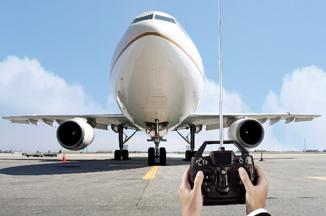 Aircraft facing forward on an airport apron